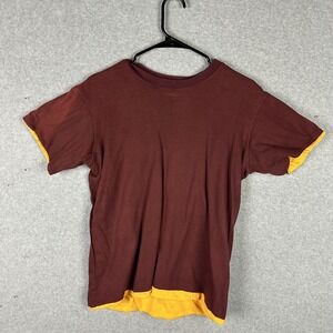 Vintage T-Shirt Mens Small USA Single Stitch Crewneck Reversible Maroon Yellow
